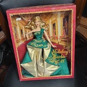 Barbie Holiday Doll in Green and Gold Dress